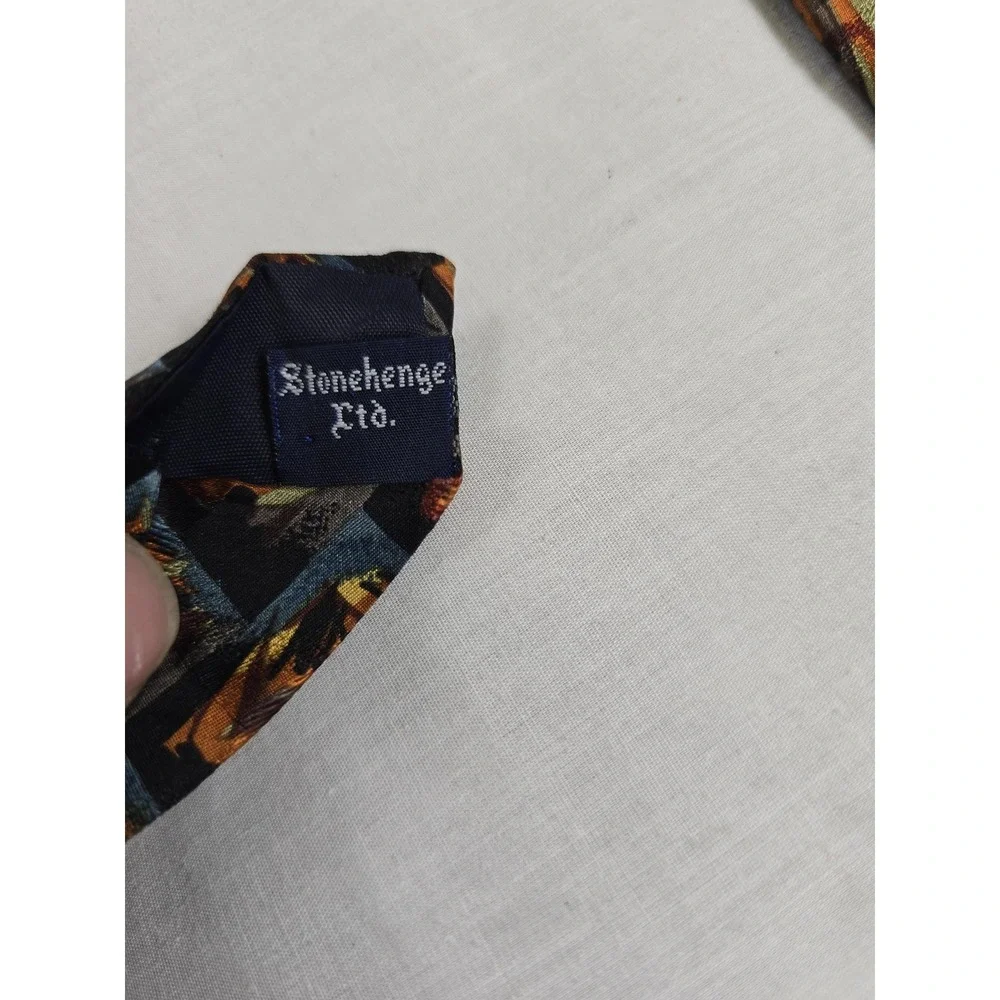 Vintage J Garcia Tie Mens Abstract Art 100% Silk Hand‎ Sewn USA Stonehenge